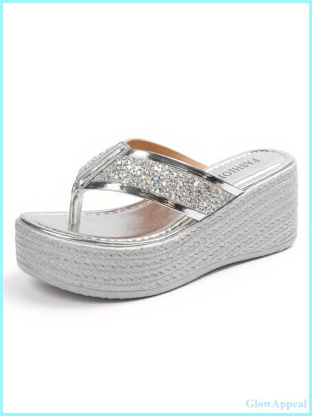 PU Wedge Flip Flops Platform Sandals Open Toe Thong Slides